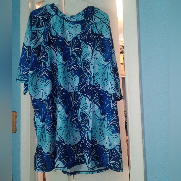 💙🤍 NWT Alltoke Swim Set Bathing Suit Blue Floral 4X Tropical Pool Beach - Picture 3 of 5